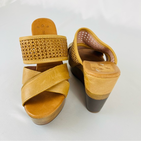 Musse & Cloud Woven Suede Leather Wedge Mule Camel Tan Brown Size 36 US 5.5-6 - Picture 4 of 16